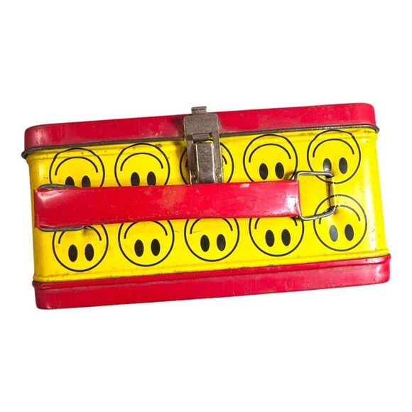 Vintage Yellow Red Smiley Face Metal G Whiz Lunchbox With Matching Thermos READ - Picture 10 of 15